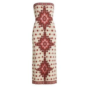 Cara Cara 'Rome' Red Viscose Mandala Strapless Midi-Dress Size S